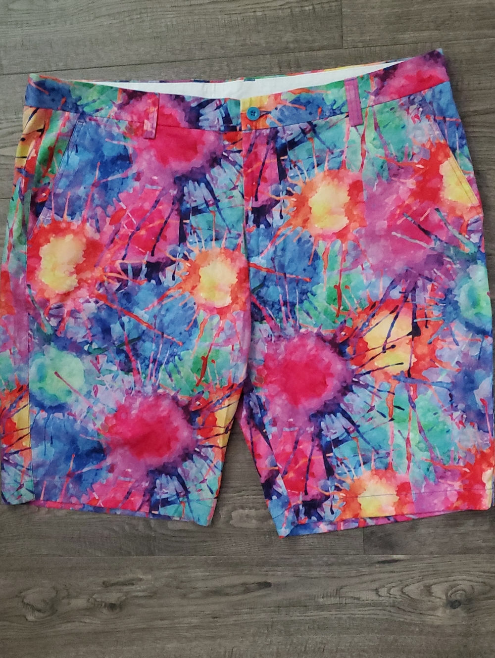 Men's Multicolor Tie-Dye Flat Front Shorts